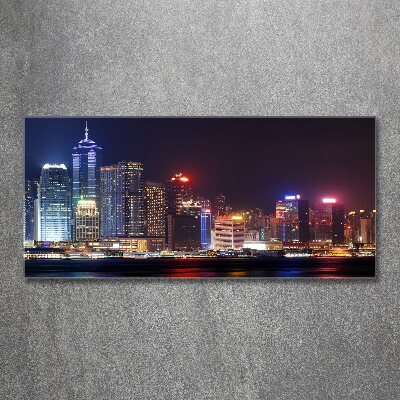 Foto obraz szkło akryl Hongkong nocą