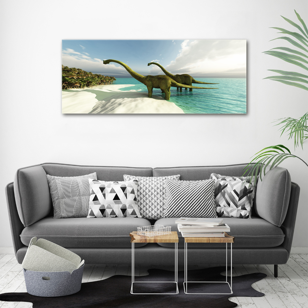 Foto obraz akryl Dinozaury na plaży