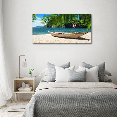 Foto obraz szkło akryl Łódka na plaży