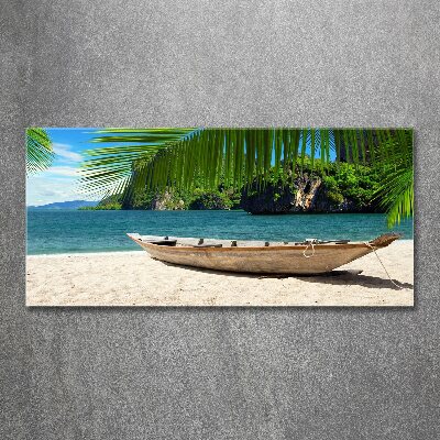 Foto obraz szkło akryl Łódka na plaży