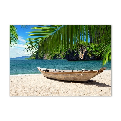 Foto obraz szkło akryl Łódka na plaży