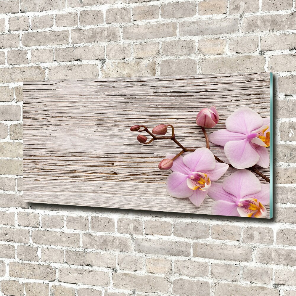 Obraz zdjęcie akryl Orchidea na drewnie