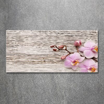 Obraz zdjęcie akryl Orchidea na drewnie