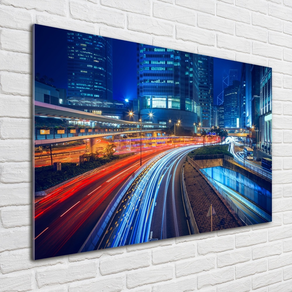 Foto obraz szkło akryl Hongkong nocą