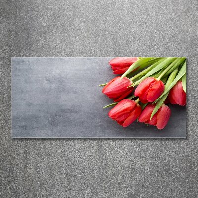 Foto obraz szkło akryl Czerwone tulipany