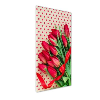 Obraz zdjęcie na ścianę akryl pionowy Czerwone tulipany