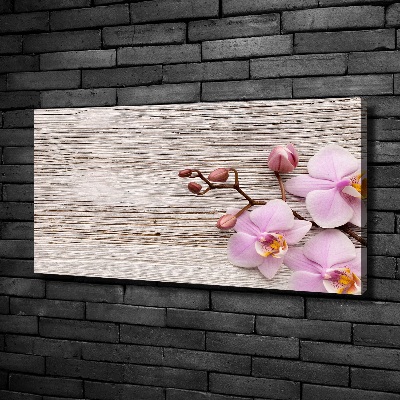 Foto obraz na płótnie Orchidea na drewnie