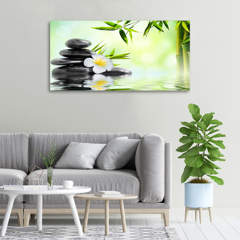 Foto obraz na płótnie Plumeria i bambus