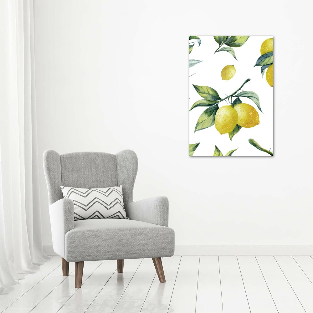 Nowoczesny obraz canvas na ramie pionowy Cytryny