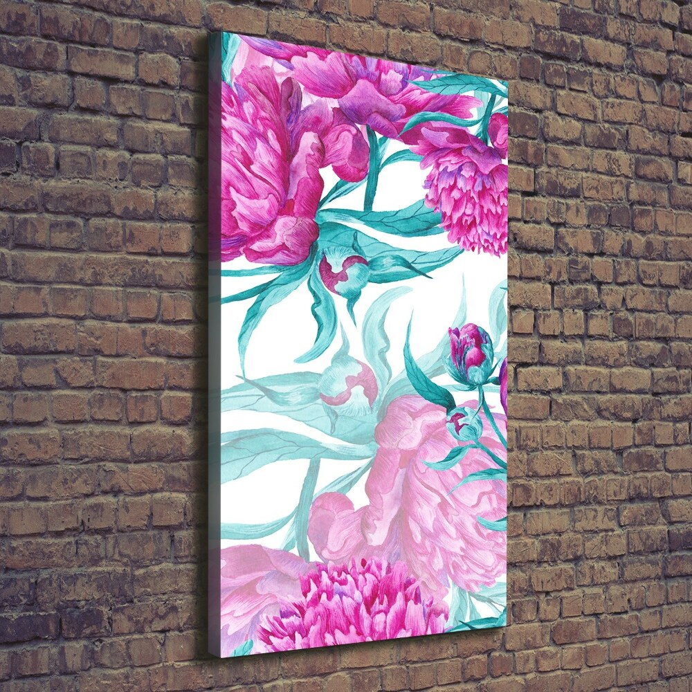 Nowoczesny obraz canvas na ramie pionowy Piwonie