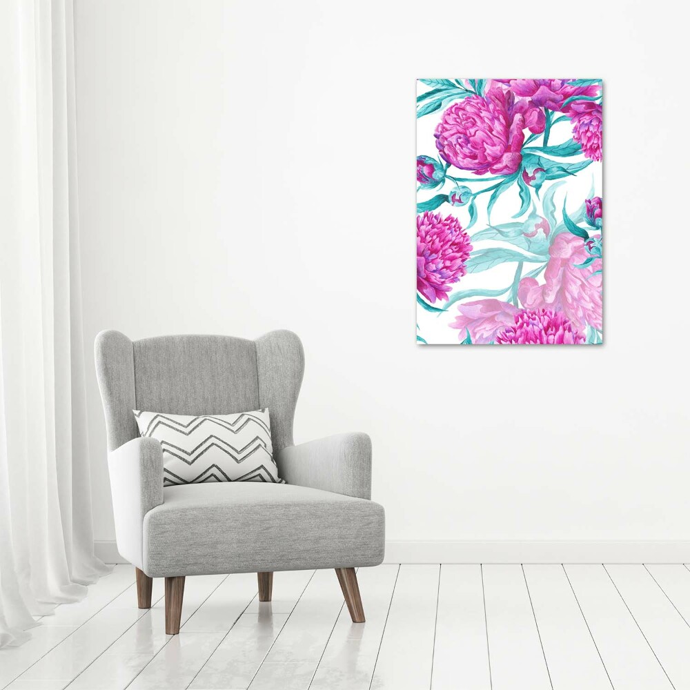 Nowoczesny obraz canvas na ramie pionowy Piwonie