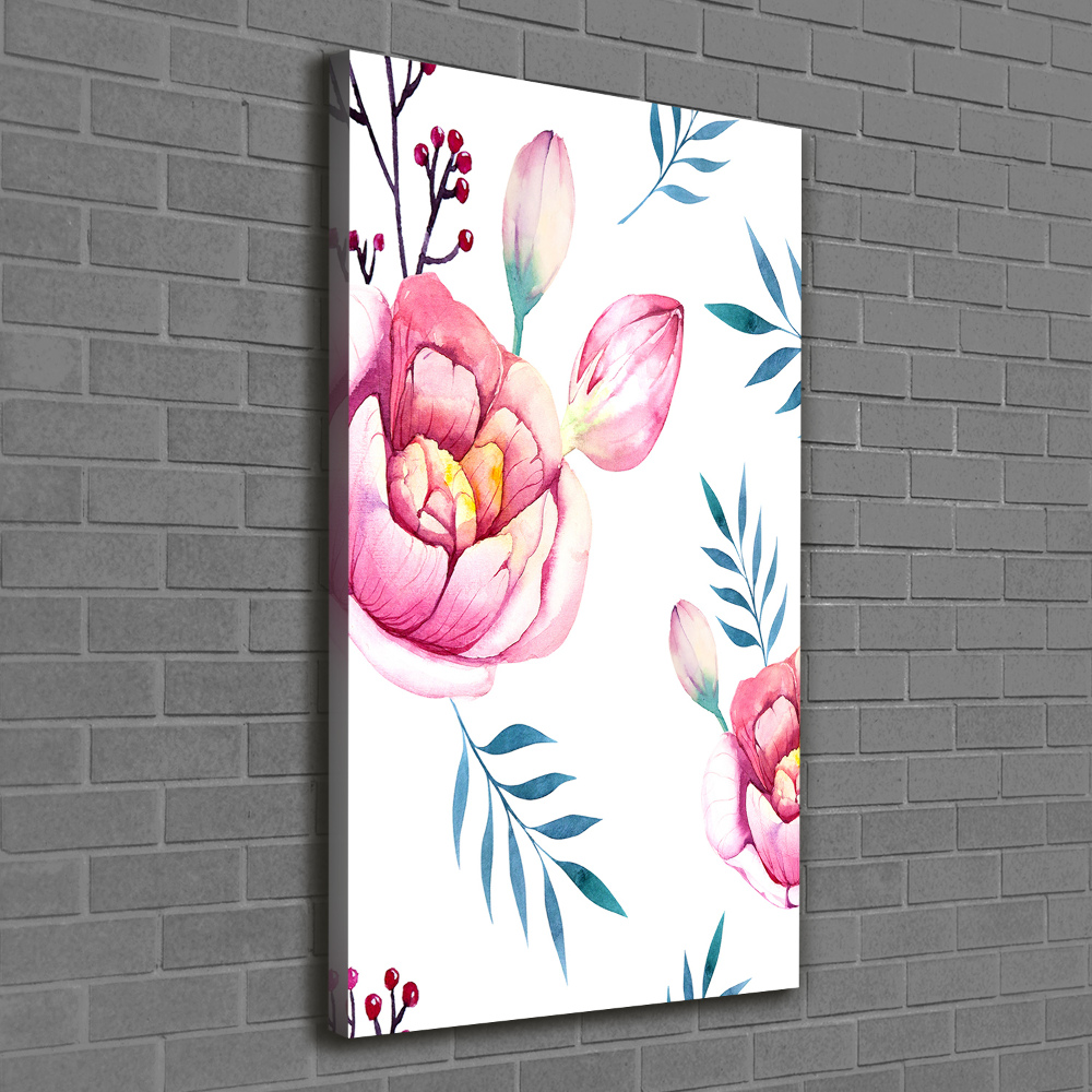 Nowoczesny obraz canvas na ramie pionowy Piwonie