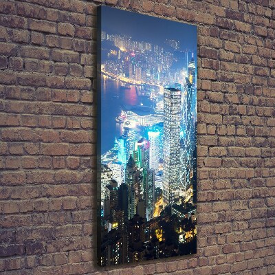 Foto obraz na płótnie pionowy Hong kong nocą
