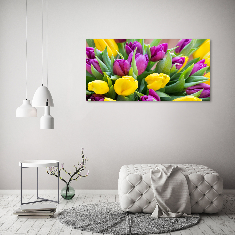 Foto obraz szklany Kolorowe tulipany