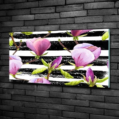Foto obraz szkło hartowane Magnolia paski