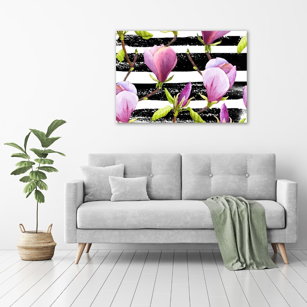 Foto obraz szkło hartowane Magnolia paski