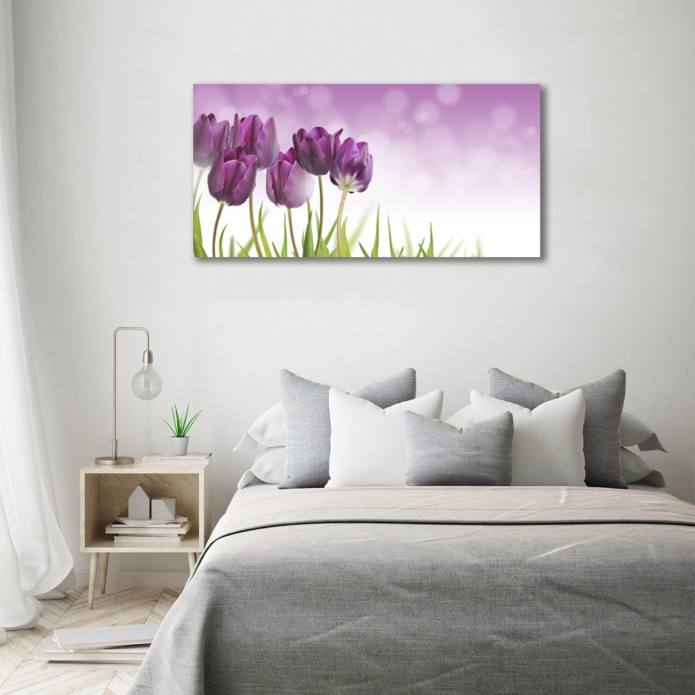 Foto obraz szklany Filetowe tulipany