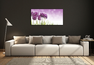 Foto obraz szklany Filetowe tulipany