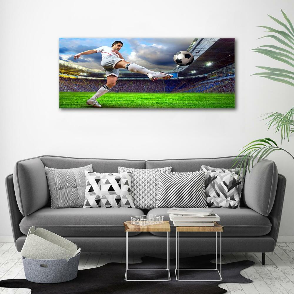 Foto obraz szklany Piłkarz na stadionie