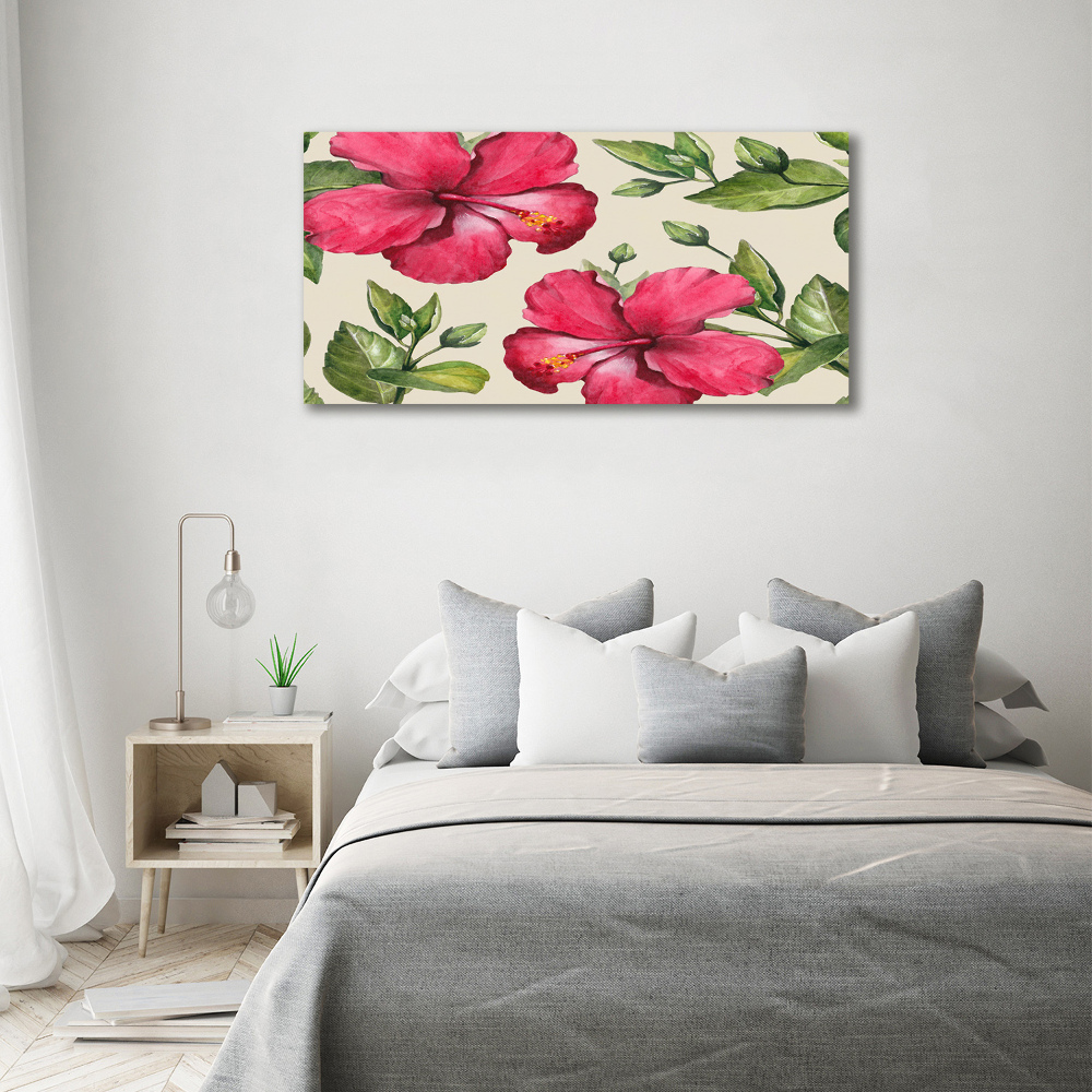 Fotoobraz na ścianę szklany Różowy hibiskus