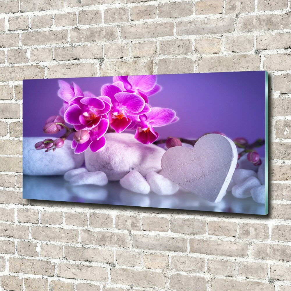 Foto obraz szklany Orchidea i serce
