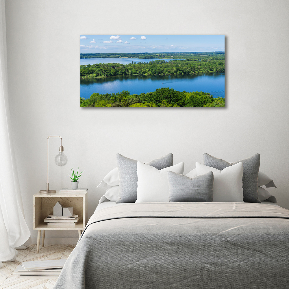 Foto obraz szklany Las nad jeziorem