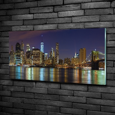 Foto obraz szkło hartowane Manhattan nocą