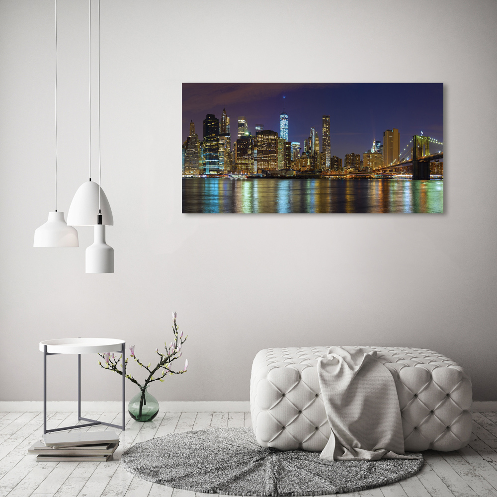 Foto obraz szkło hartowane Manhattan nocą