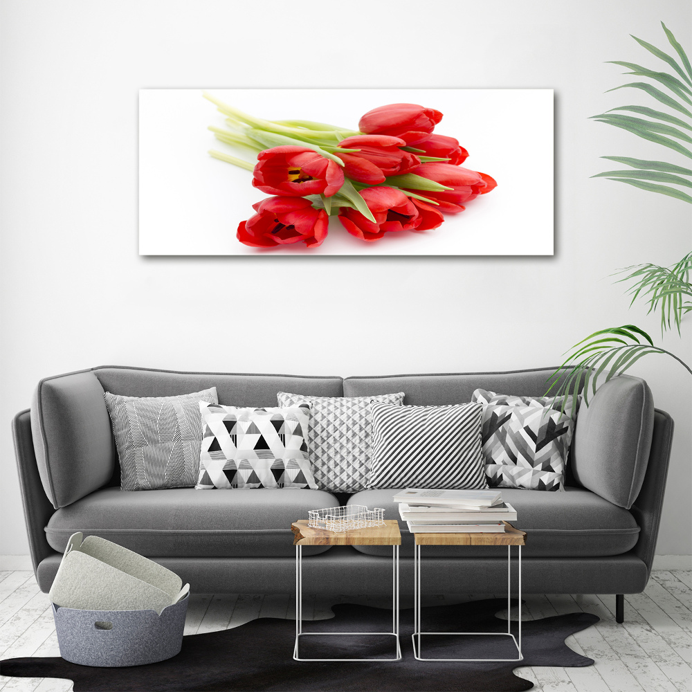 Foto obraz szklany Czerwone tulipany