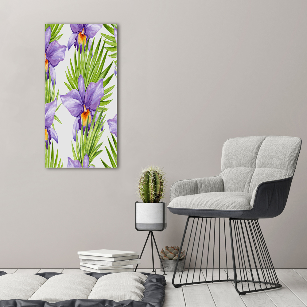 Foto obraz szklany pionowy Orchidea i palmy