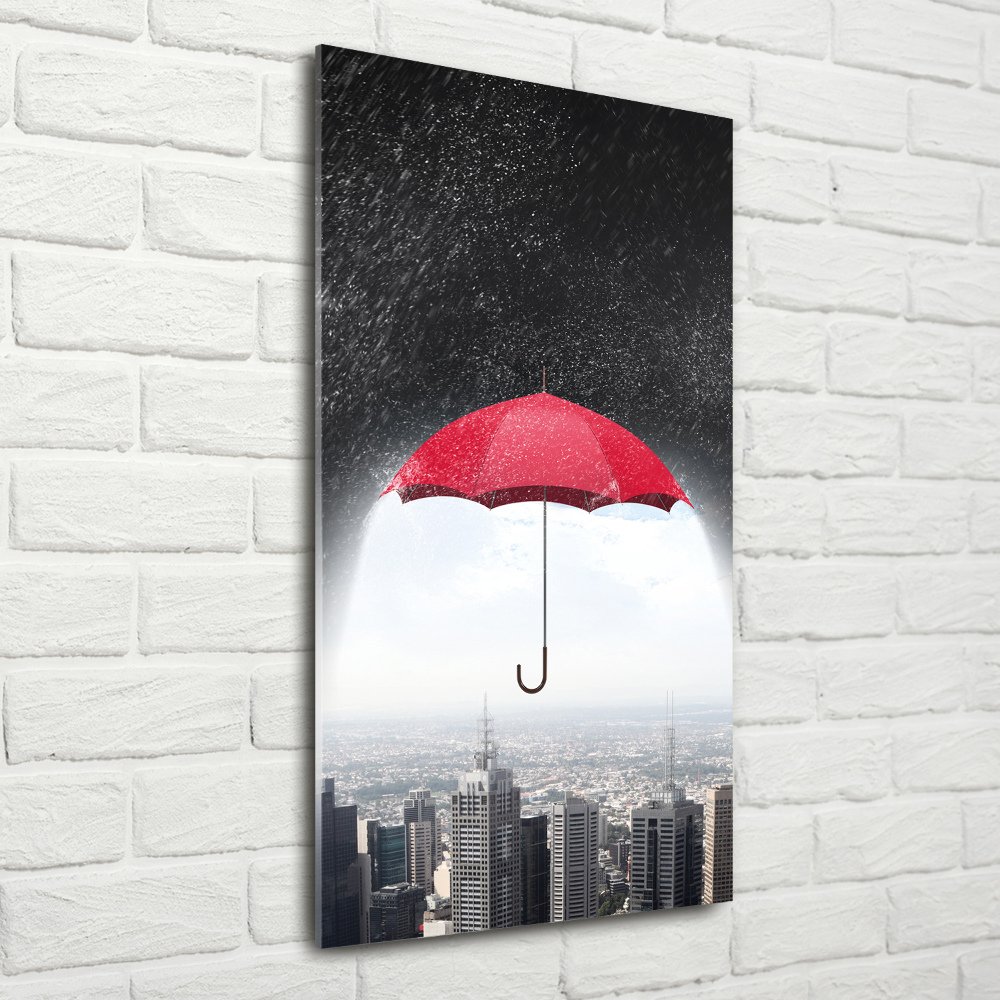 Foto obraz na szkle pionowy Parasol nad miastem