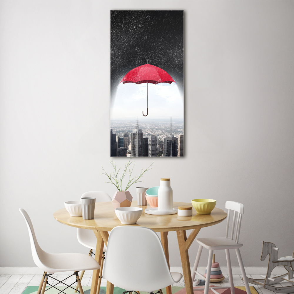 Foto obraz na szkle pionowy Parasol nad miastem