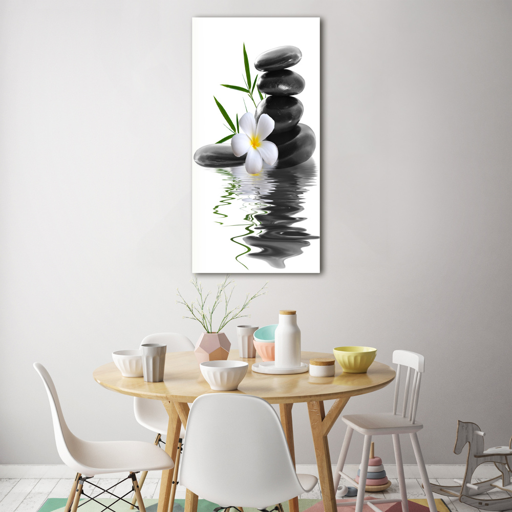 Foto obraz na szkle pionowy Orchidea i kamienie