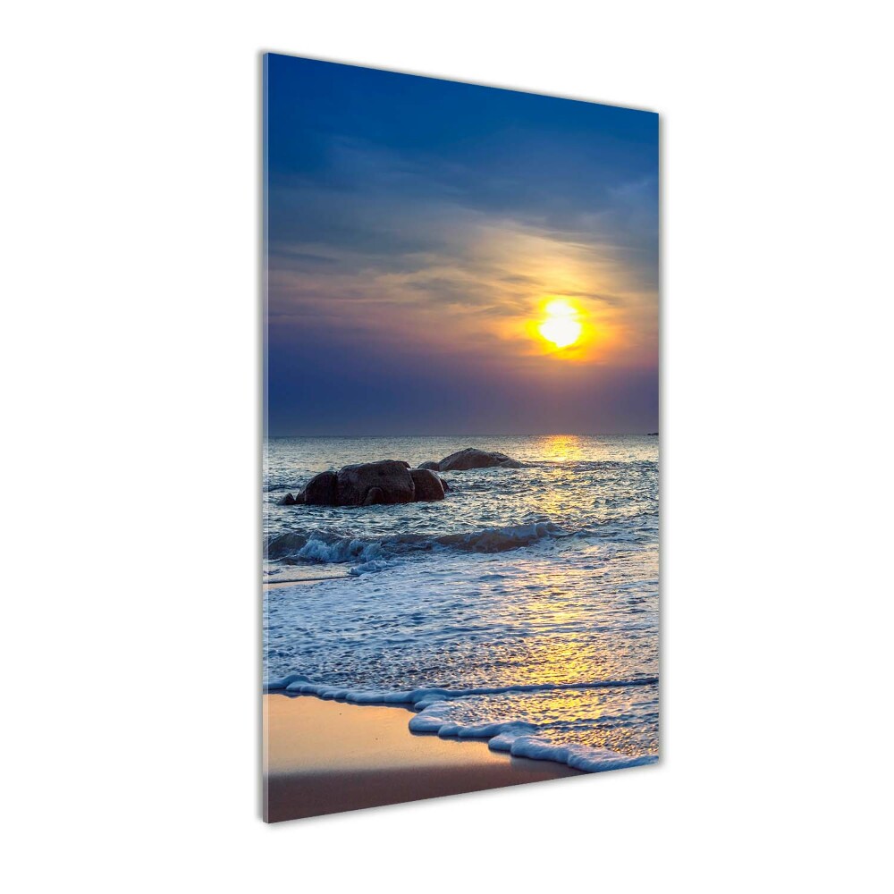 Foto obraz na szkle pionowy Zachód słońca plaża