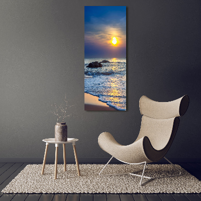 Foto obraz na szkle pionowy Zachód słońca plaża