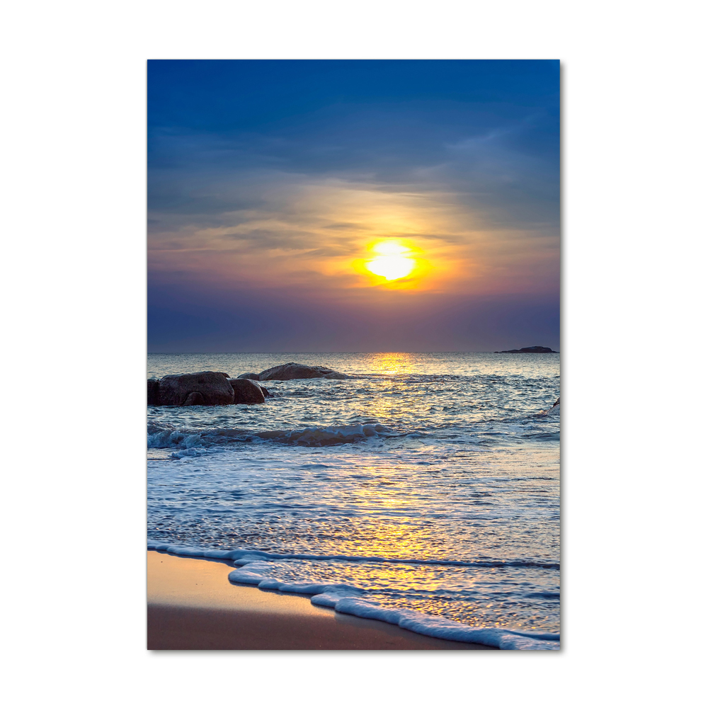 Foto obraz na szkle pionowy Zachód słońca plaża