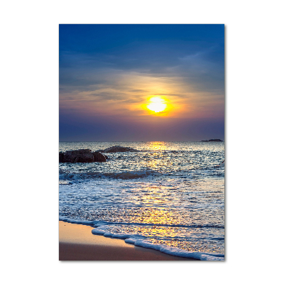 Foto obraz na szkle pionowy Zachód słońca plaża