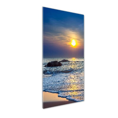 Foto obraz na szkle pionowy Zachód słońca plaża