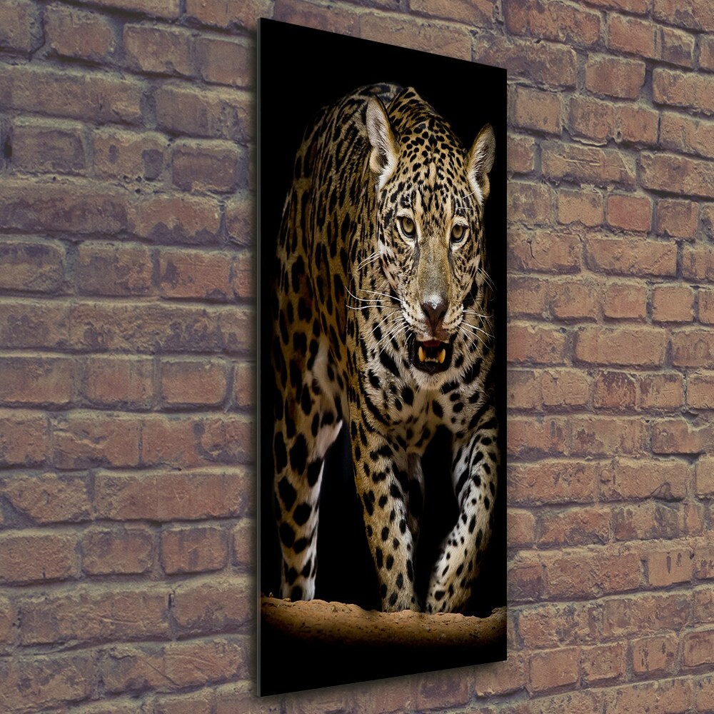 Nowoczesny szklany obraz ze zdjęcia pionowy Jaguar