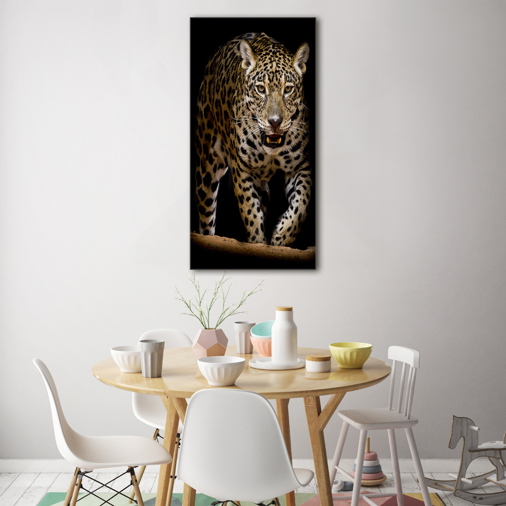 Nowoczesny szklany obraz ze zdjęcia pionowy Jaguar