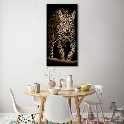 Nowoczesny szklany obraz ze zdjęcia pionowy Jaguar