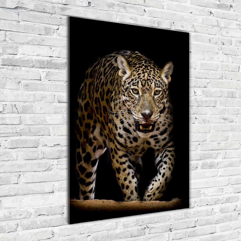 Nowoczesny szklany obraz ze zdjęcia pionowy Jaguar
