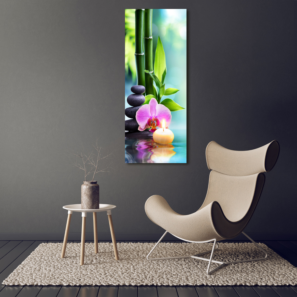 Foto obraz na szkle pionowy Orchidea i bambus