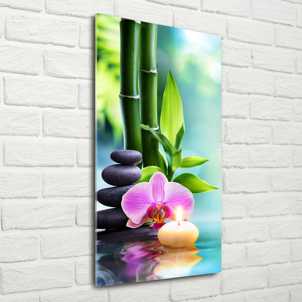 Foto obraz na szkle pionowy Orchidea i bambus