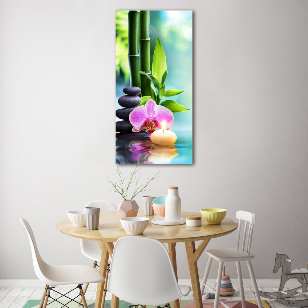 Foto obraz na szkle pionowy Orchidea i bambus