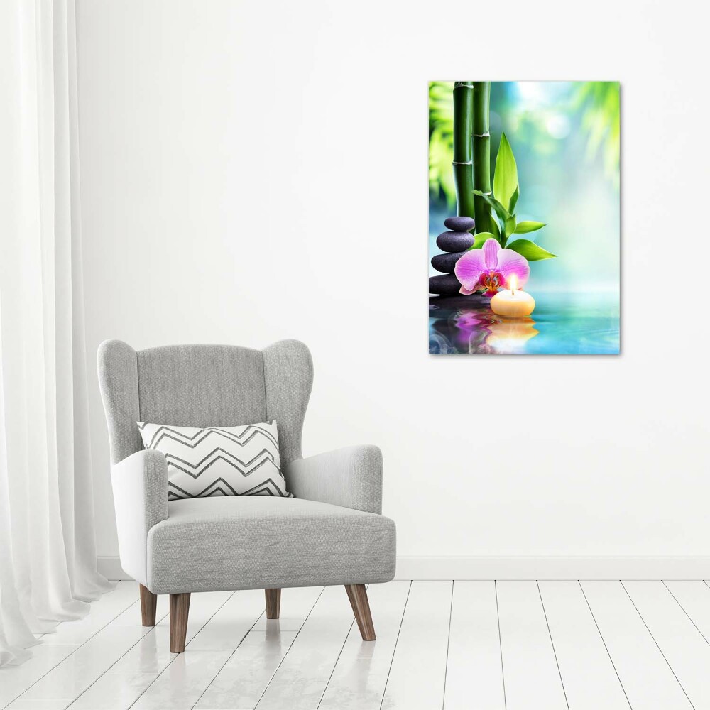 Foto obraz na szkle pionowy Orchidea i bambus