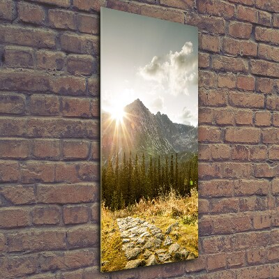 Foto obraz na szkle pionowy Zachód słońca Tatry