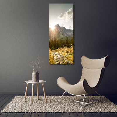 Foto obraz na szkle pionowy Zachód słońca Tatry