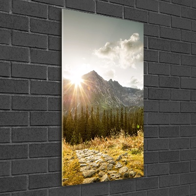 Foto obraz na szkle pionowy Zachód słońca Tatry