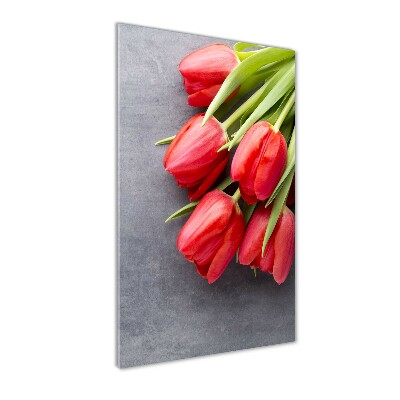 Foto obraz na szkle pionowy Czerwone tulipany